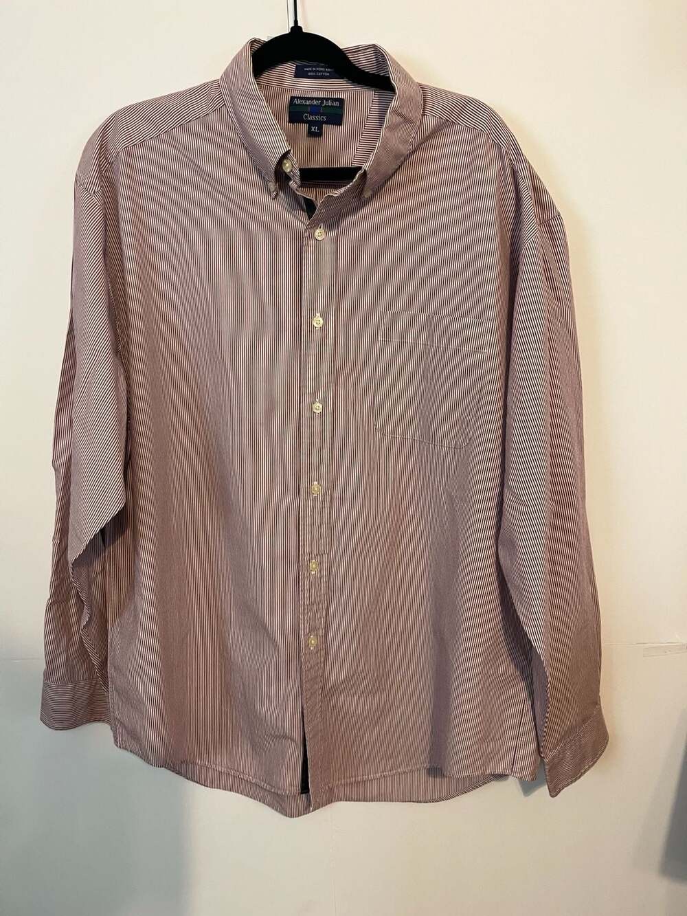 Alexander Julian Classics Men's Burgundy Striped Button Down Shirt Size XL